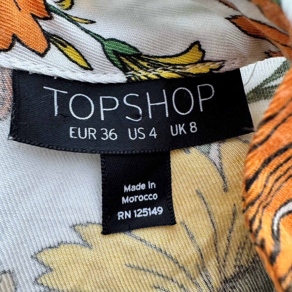 Topshop Retro Floral Sleeveless Blouse – Yellow & Orange Size 4 - Picture 6 of 6
